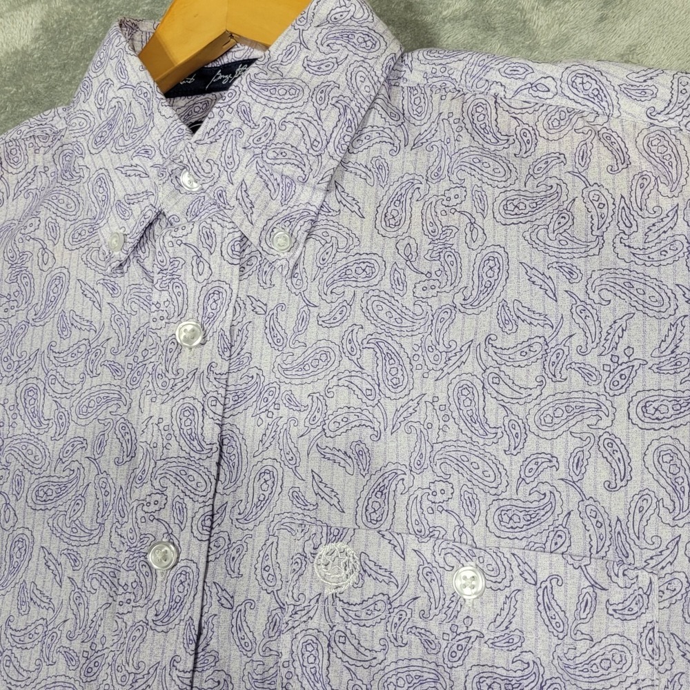 Wrangler Shirt Mens Medium George Strait Purple White Paisley Button Down